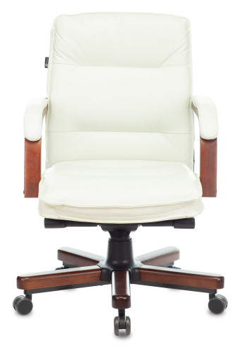 Кресло руководителя Бюрократ T-9927WALNUT-LOW слоновая кость кожа низк.спин. крестов. металл/дерево