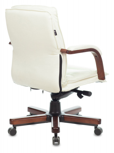 Кресло руководителя Бюрократ T-9927WALNUT-LOW слоновая кость кожа низк.спин. крестов. металл/дерево