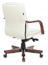 Кресло руководителя Бюрократ T-9927WALNUT-LOW слоновая кость кожа низк.спин. крестов. металл/дерево