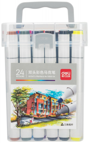 Набор маркеров для скетчинга Deli 70803-24 двойной пиш. наконечник 24цв. ассорти
