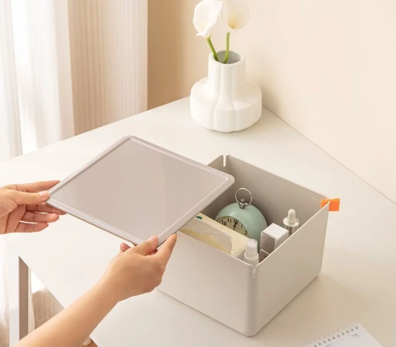 Короб для хранения Deli XDM13pink 1отд. 212x212x153мм розовый/серый пластик