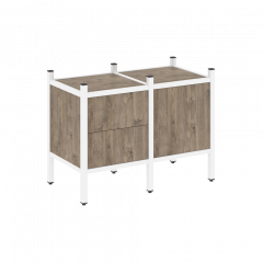 Loft Прямой стеллаж наборный VR.L-01 Тиквуд тёмный/Белый металл 862*446*636