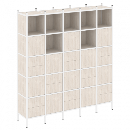 Loft Прямой стеллаж наборный VR.L-10 Денвер светлый/Белый металл 2110*446*2280