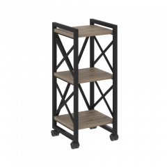 Loft Стеллаж на колесных опорах-3 полки VR.L-MST.K-3.4 Тиквуд тёмный/Чёрный металл 400*400*968