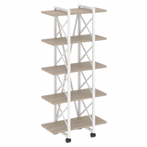Loft Стеллаж на колесных опорах-5 полок VR.L-MST.K-5.4V Дуб аттик/Белый металл 800*400*1704