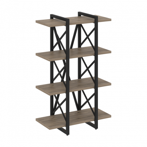 Loft Стеллаж на регулируемых опорах-4 полки VR.L-MST.O-4.4V Тиквуд тёмный/Чёрный металл 800*400*1280
