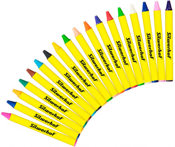 Восковые мелки Silwerhof Монстрики круглые 18цв. дл.89ммд.8мм картон.кор./европод.