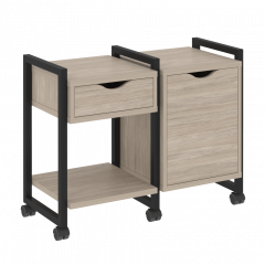 Loft Тумба на колесных опорах наборная. Вариант №3 VR.L-TN-3.K Дуб аттик/Чёрный металл 970*460*767