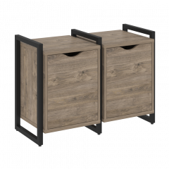 Loft Тумба на регулируемых опорах наборная. Вариант №2 VR.L-TN-2.O Тиквуд тёмный/Чёрный металл 970*460*719