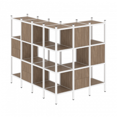 Loft Угловой внешний стеллаж наборный VR.L-52 Дуб аризона/Белый металл 1694*1278*1458