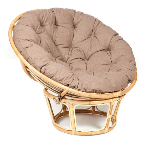 Кресло "PAPASAN ECO"  P115-1/SP STD / c подушкой, ремешками /, Natural (натуральный), экошерсть Коричневый, 1811-5