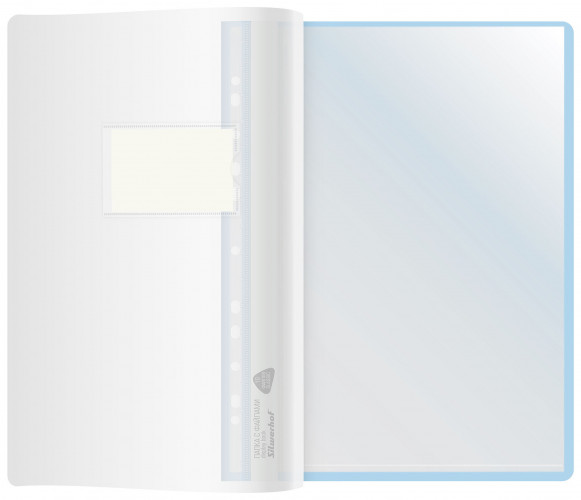 Папка-скоросшиватель Silwerhof A4 прозрач.верх.лист 10 вкладышей боков.перф. полипропилен голубой