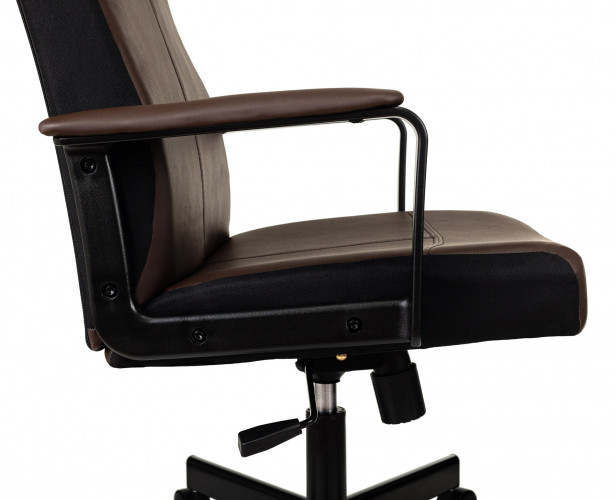 Кресло руководителя Бюрократ DOMINUS коричневый/черный эко.кожа крестов. металл