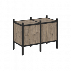 Loft Прямой стеллаж наборный VR.L-01 Тиквуд тёмный/Чёрный металл 862*446*636