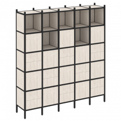 Loft Прямой стеллаж наборный VR.L-10 Денвер светлый/Чёрный металл 2110*446*2280