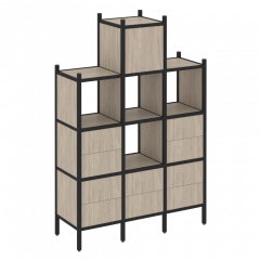 Loft Прямой стеллаж наборный VR.L-18 Дуб аттик/Чёрный металл 1278*446*1869