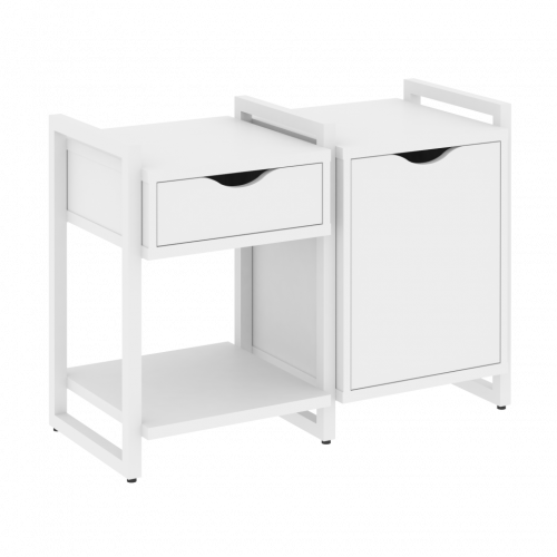 Loft Тумба на регулируемых опорах наборная. Вариант №3 VR.L-TN-3.O Белый бриллиант/Белый металл 970*460*719