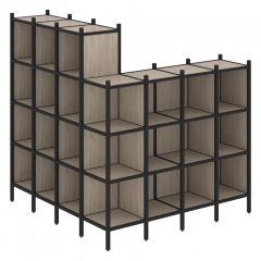 Loft Угловой внешний стеллаж наборный VR.L-60 Дуб аттик/Чёрный металл 1694*1694*1869