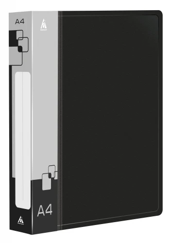 Папка на 4-х D-кольцах Бюрократ -0840/4DBLCK A4 пластик 0.8мм кор.40мм внутр. с вставкой черный