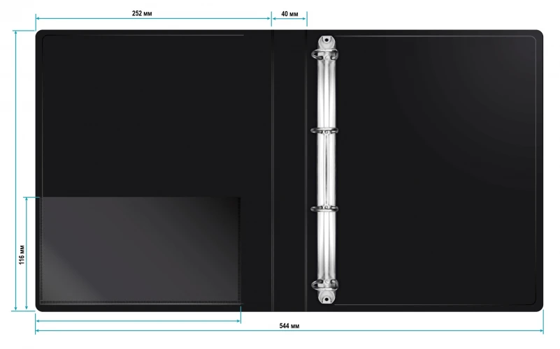 Папка на 4-х D-кольцах Бюрократ -0840/4DBLCK A4 пластик 0.8мм кор.40мм внутр. с вставкой черный