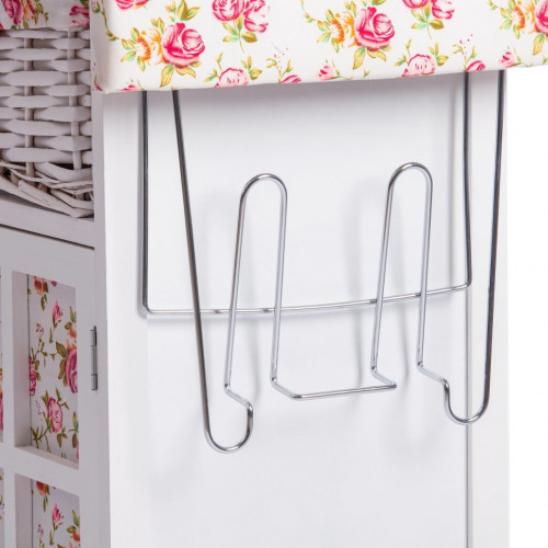 Гладильный комод с 3-я корзинами Secret De Maison CAMPANARD ( mod. PE-03 ), дерево павловния, мдф, 64x35x83см, white (белый), ткань -розочки