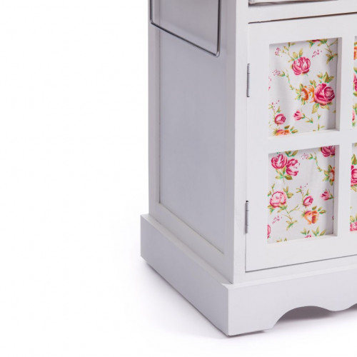 Гладильный комод с 3-я корзинами Secret De Maison CAMPANARD ( mod. PE-03 ), дерево павловния, мдф, 64x35x83см, white (белый), ткань -розочки