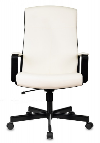 Кресло руководителя Бюрократ DOMINUS белый/черный эко.кожа крестов. металл