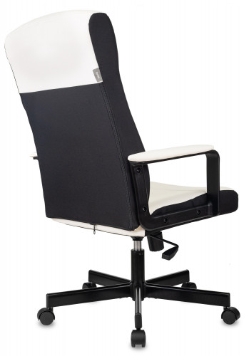 Кресло руководителя Бюрократ DOMINUS белый/черный эко.кожа крестов. металл