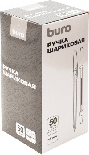 Ручка шариков. Buro Basic прозрачный d=0.7мм черн. черн. кор.карт. сменный стержень линия 0.5мм