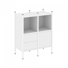 Loft Прямой стеллаж наборный VR.L-02 Белый бриллиант/Белый металл 862*446*1047