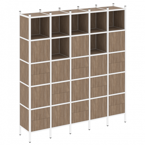 Loft Прямой стеллаж наборный VR.L-10 Дуб аризона/Белый металл 2110*446*2280