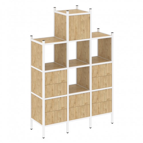 Loft Прямой стеллаж наборный VR.L-18 Тиквуд светлый/Белый металл 1278*446*1869