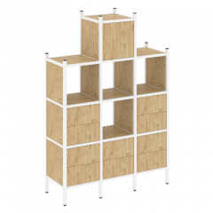 Loft Прямой стеллаж наборный VR.L-18 Тиквуд светлый/Белый металл 1278*446*1869