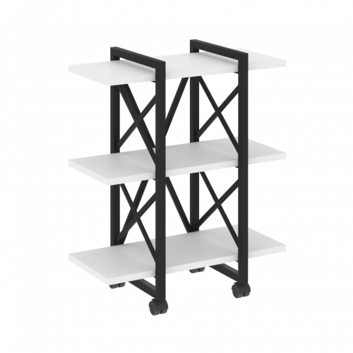 Loft Стеллаж на колесных опорах-3 полки VR.L-MST.K-3.4V Белый бриллиант/Чёрный металл 800*400*968