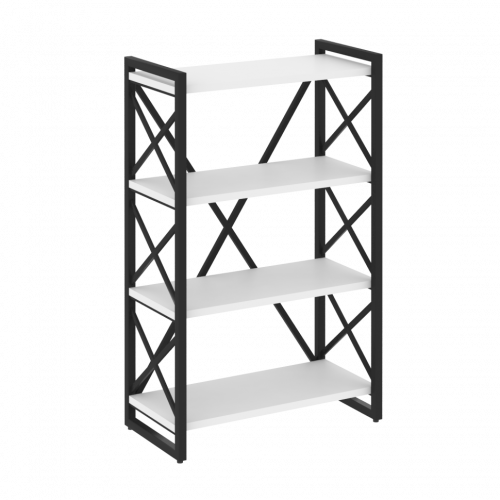Loft Стеллаж на регулируемых опорах-4 полки VR.L-MST.O-4.8 Белый бриллиант/Чёрный металл 800*400*1280