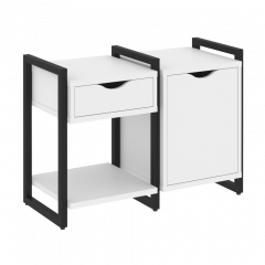 Loft Тумба на регулируемых опорах наборная. Вариант №3 VR.L-TN-3.O Белый бриллиант/Чёрный металл 970*460*719