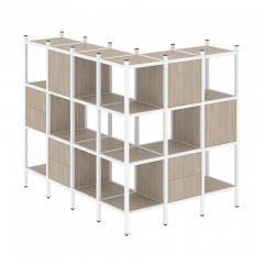 Loft Угловой внешний стеллаж наборный VR.L-52 Дуб аттик/Белый металл 1694*1278*1458