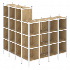 Loft Угловой внешний стеллаж наборный VR.L-60 Тиквуд светлый/Белый металл 1694*1694*1869