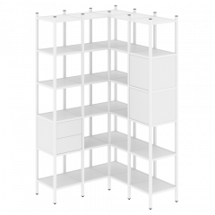 Loft Угловой внутренний стеллаж наборный VR.L-34 Белый бриллиант/Белый металл 1278*1278*2280