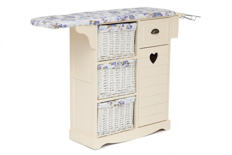 Гладильный комод с 3-я корзинами Secret De Maison PLANCHE ( mod. HX13-302 ), paulownia, мдф, 130x32x82см, butter white (слоновая кость)