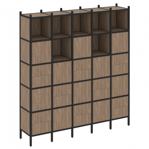 Loft Прямой стеллаж наборный VR.L-10 Дуб аризона/Чёрный металл 2110*446*2280