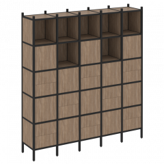 Loft Прямой стеллаж наборный VR.L-10 Дуб аризона/Чёрный металл 2110*446*2280