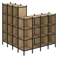 Loft Угловой внешний стеллаж наборный VR.L-60 Тиквуд светлый/Чёрный металл 1694*1694*1869