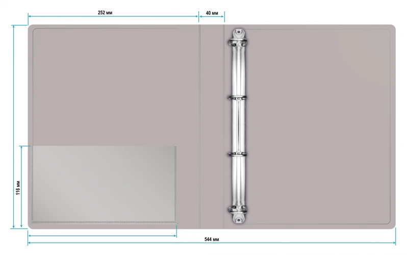 Папка на 4-х D-кольцах Бюрократ -0840/4DGREY A4 пластик 0.8мм кор.40мм внутр. с вставкой серый