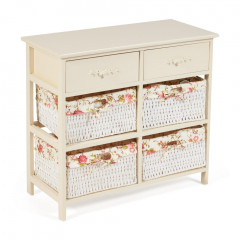 Комод с 2 ящиками Secret De Maison BANC ( mod. 4312 ), paulownia, мдф, 70x32x65см, butter white (слоновая кость), ткань -розочки