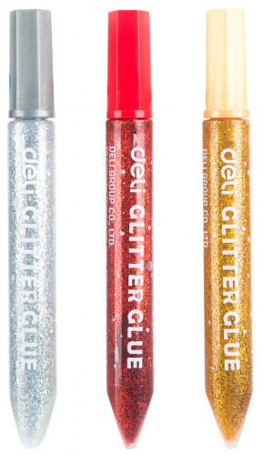 Клей-гель Deli EA71001 12мл блистер с блестками (упак.:3шт) Explora