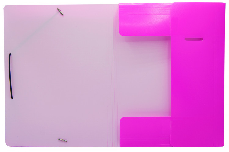 Папка на резинке Бюрократ Double Neon DNE510PINKBL A4 пластик кор.30мм 0.5мм розовый/черный