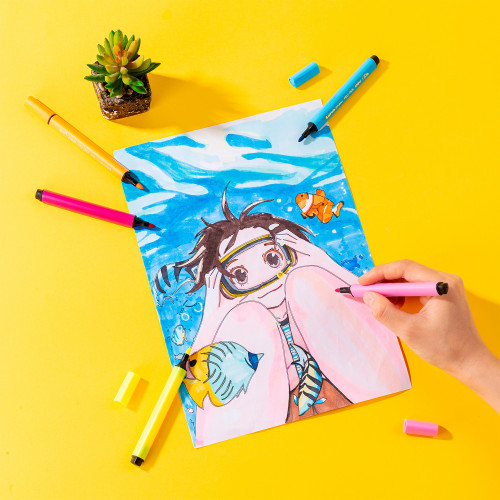 Фломастеры Deli EC153-12 Larva Вентилируемый 12цв. коробка с европодвесом