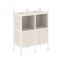 Loft Прямой стеллаж наборный VR.L-02 Денвер светлый/Белый металл 862*446*1047