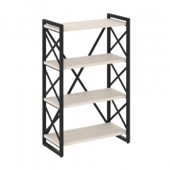 Loft Стеллаж на регулируемых опорах-4 полки VR.L-MST.O-4.8 Денвер светлый/Чёрный металл 800*400*1280